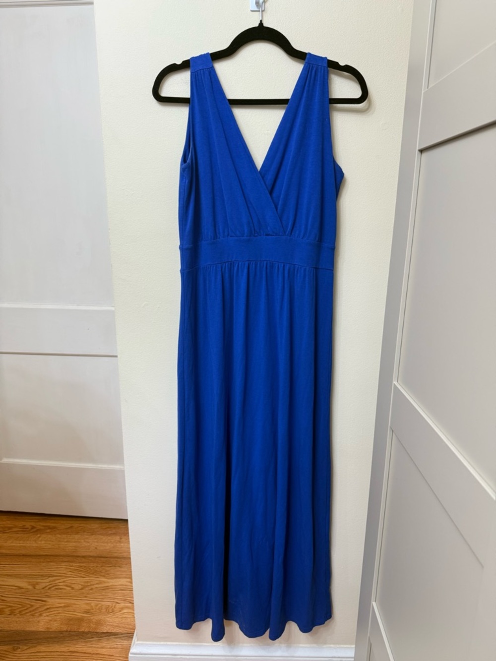 Garnet Hill 8P V-Neck Sleeveless Faux Wrap Maxi Midi Dress Cotton Comfy Preppy